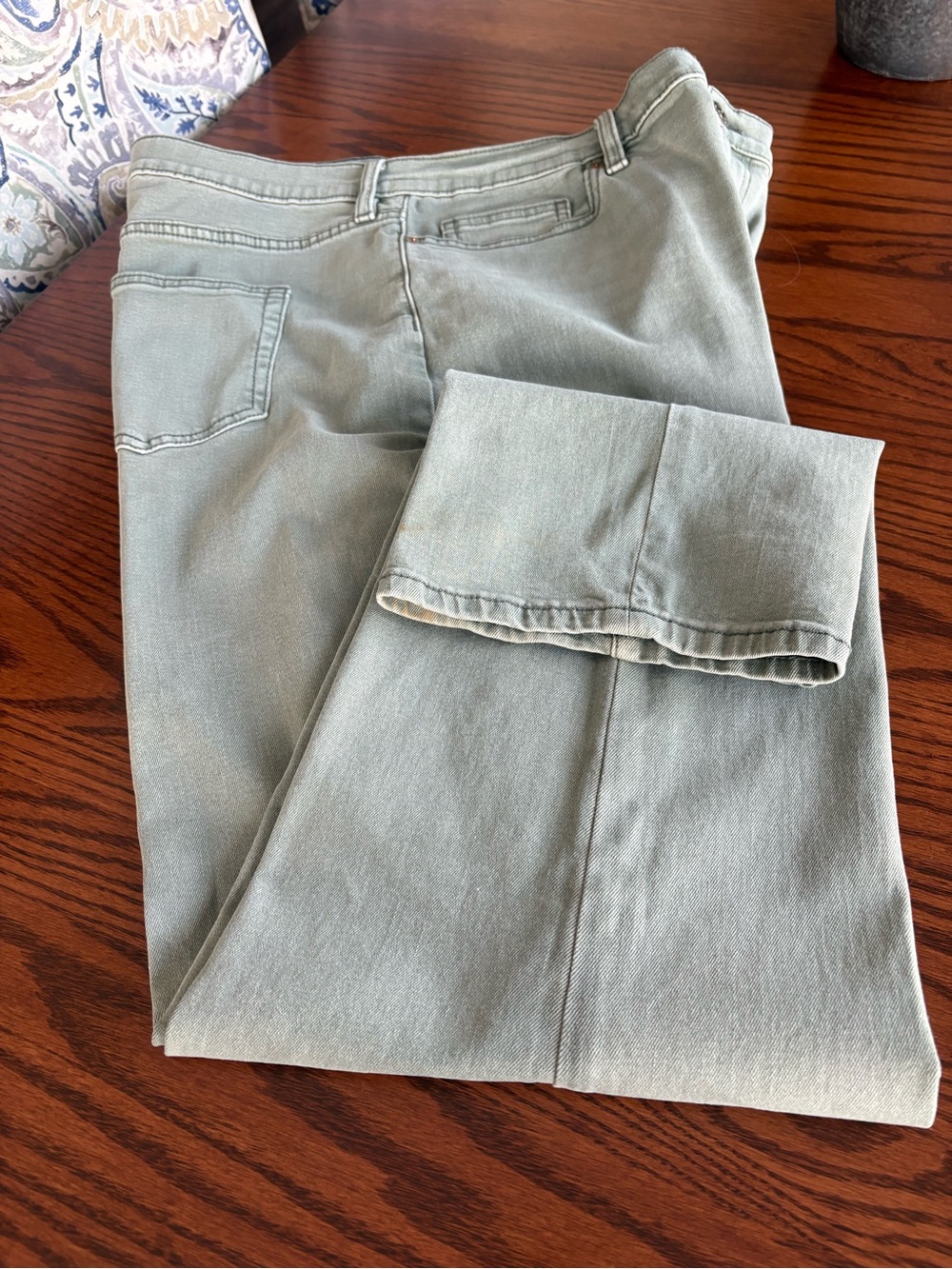 Lands' End Women's Straight-Leg Jeans in Light Sage Green